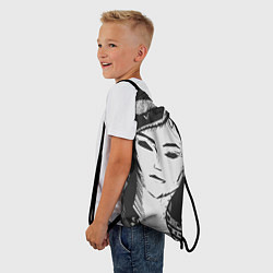 Рюкзак-мешок Девушка стилизация тёмно-серый, цвет: 3D-принт — фото 2