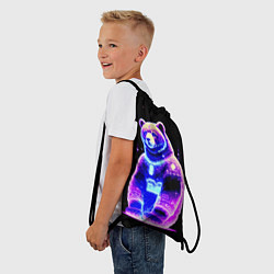 Рюкзак-мешок Космический светящийся мишка, цвет: 3D-принт — фото 2