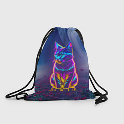 Рюкзак-мешок Космический неоновый котик - нейросеть, цвет: 3D-принт