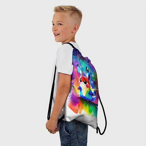 Мешок для обуви Акварельный пикачу - живопись / 3D-принт – фото 3