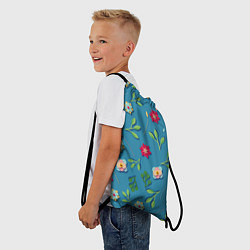 Рюкзак-мешок Цветы и зеленые веточки, цвет: 3D-принт — фото 2