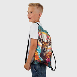 Рюкзак-мешок Олень и цветы, цвет: 3D-принт — фото 2
