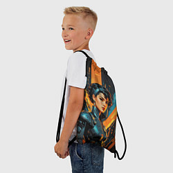 Рюкзак-мешок Девушка киборг в нуар стиле, цвет: 3D-принт — фото 2