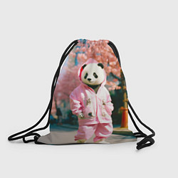 Рюкзак-мешок Милая панда в пуховике, цвет: 3D-принт