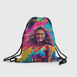 Рюкзак-мешок Девушка в буйстве красок, цвет: 3D-принт