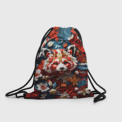 Рюкзак-мешок Красная панда в цветах, цвет: 3D-принт