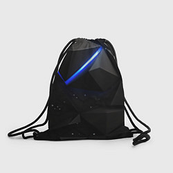 Рюкзак-мешок Черные плиты и синяя неоновая линия, цвет: 3D-принт