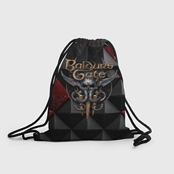 Рюкзак-мешок Baldurs Gate 3 logo red black, цвет: 3D-принт