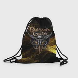 Рюкзак-мешок Baldurs Gate 3 logo gold black, цвет: 3D-принт