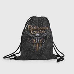 Рюкзак-мешок Baldurs Gate 3 logo dark black, цвет: 3D-принт