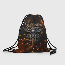 Рюкзак-мешок Baldurs Gate 3 logo fire, цвет: 3D-принт