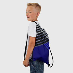 Рюкзак-мешок Белые и серые полосы на синем фоне, цвет: 3D-принт — фото 2