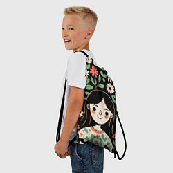 Рюкзак-мешок Девочка в цветах - Бохо, цвет: 3D-принт — фото 2