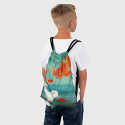 Рюкзак-мешок Девочка с арбузом и золотая рыбка, цвет: 3D-принт — фото 2