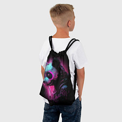 Рюкзак-мешок Панда киберпанк в фиолетовом свете, цвет: 3D-принт — фото 2