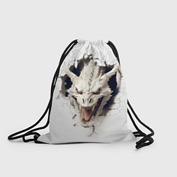 Рюкзак-мешок Белый дракон выглядывает из стены, цвет: 3D-принт