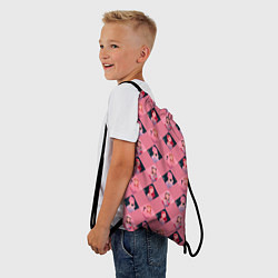 Рюкзак-мешок Розовая клеточка black pink, цвет: 3D-принт — фото 2