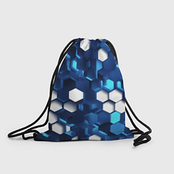 Рюкзак-мешок Cyber hexagon Blue, цвет: 3D-принт