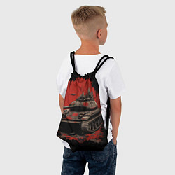 Рюкзак-мешок Танк т54 красный фон, цвет: 3D-принт — фото 2