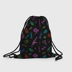 Рюкзак-мешок Оружие - цветной на чёрном, цвет: 3D-принт