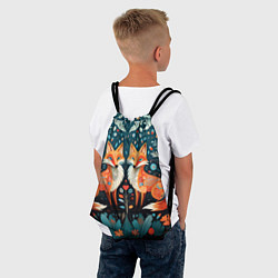 Рюкзак-мешок Две лисички в стиле фолк арт, цвет: 3D-принт — фото 2