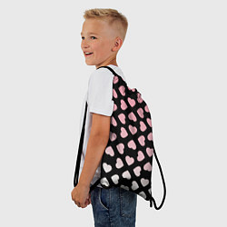 Рюкзак-мешок Розовые сердечки на чёрном, цвет: 3D-принт — фото 2