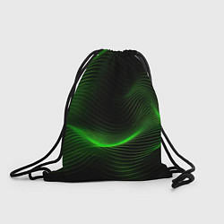 Рюкзак-мешок Зеленая абстракция на черном фоне, цвет: 3D-принт