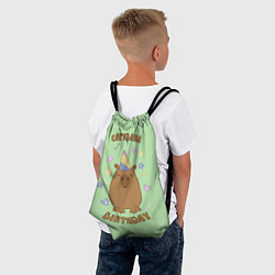 Рюкзак-мешок День рождения капибары, цвет: 3D-принт — фото 2