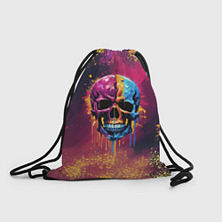 Рюкзак-мешок Розовая и синяя краска капает с черепа, цвет: 3D-принт