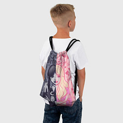 Рюкзак-мешок Барби и Уэнсдей - мои две личности: в стиле тату, цвет: 3D-принт — фото 2