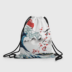Рюкзак-мешок Хокусай большая волна в Канагаве - пародия укиё, цвет: 3D-принт