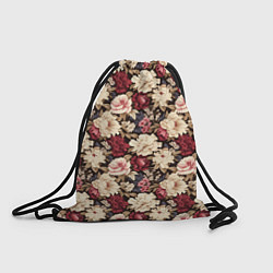 Рюкзак-мешок Винтажные цветы паттерн, цвет: 3D-принт