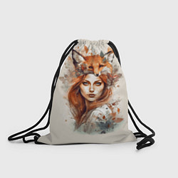 Рюкзак-мешок Осенний портрет девушка-лиса, цвет: 3D-принт