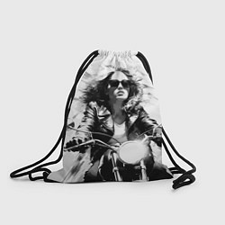 Рюкзак-мешок Девушка на ретро мотоцикле, цвет: 3D-принт