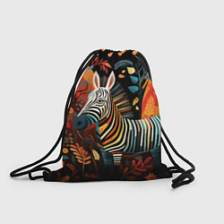 Рюкзак-мешок Зебра в стиле фолк-арт, цвет: 3D-принт