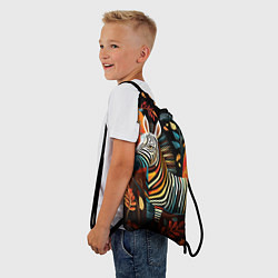 Рюкзак-мешок Зебра в стиле фолк-арт, цвет: 3D-принт — фото 2