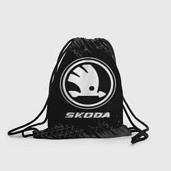 Рюкзак-мешок Skoda speed на темном фоне со следами шин, цвет: 3D-принт