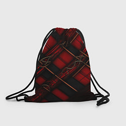 Рюкзак-мешок Тёмно-красная диагональная клетка, цвет: 3D-принт