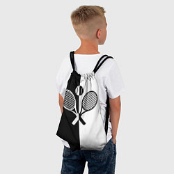Рюкзак-мешок Теннис - чёрно белое, цвет: 3D-принт — фото 2