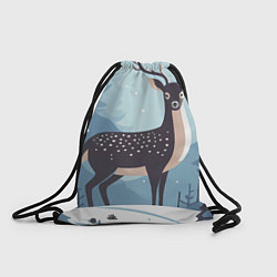 Рюкзак-мешок Зимняя сказка олень в лесу, цвет: 3D-принт
