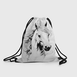 Рюкзак-мешок Лошадь белая на ветру, цвет: 3D-принт
