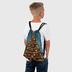 Рюкзак-мешок Новогодняя елка с желтыми шарами, цвет: 3D-принт — фото 2