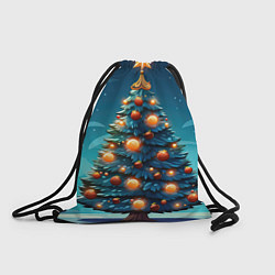 Рюкзак-мешок Новогодняя елка с шарами, цвет: 3D-принт