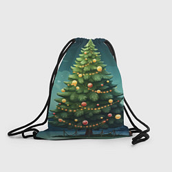 Рюкзак-мешок Новогодняя зеленая елка, цвет: 3D-принт