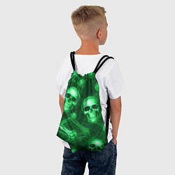 Рюкзак-мешок Зелёные черепа и кости, цвет: 3D-принт — фото 2