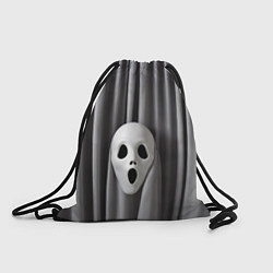 Рюкзак-мешок Маска призрака и серые шторы, цвет: 3D-принт