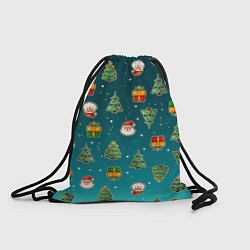 Рюкзак-мешок Подарки новогодние елки и Санта - паттерн градиент, цвет: 3D-принт