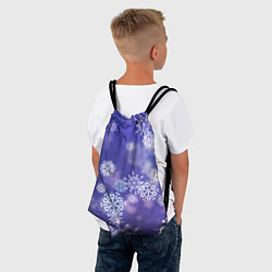 Рюкзак-мешок Крупные снежинки на фиолетовом, цвет: 3D-принт — фото 2
