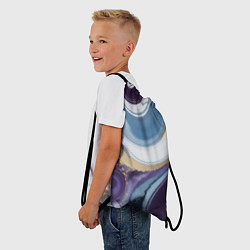 Рюкзак-мешок Абстрактный волнистый узор фиолетовый с голубым, цвет: 3D-принт — фото 2