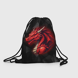 Рюкзак-мешок Красный дракон на полигональном черном фоне, цвет: 3D-принт